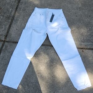 tractr High Rise Straight Leg White Jeans